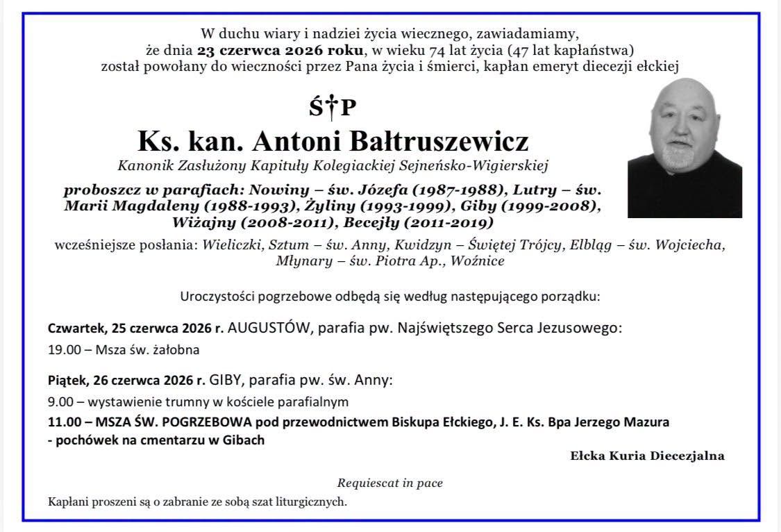 Zmarł ks. Antoni Bałtruszewicz